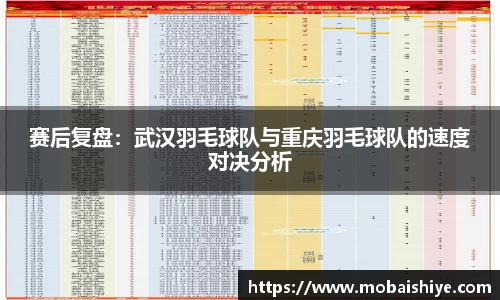 赛后复盘：武汉羽毛球队与重庆羽毛球队的速度对决分析